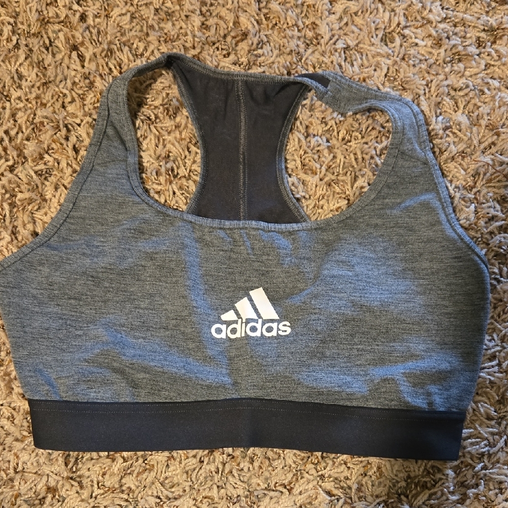 adidas Gray and Black Racerback Sports Bra